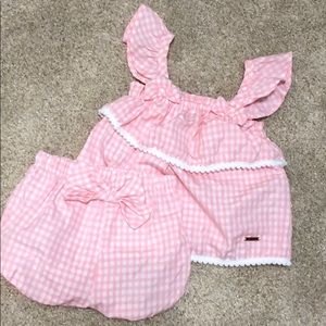 Tahari Baby Pink Gingham 12M